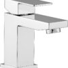 Edge Robinet mitigeur moderne chrome pour salle de bain Robinet a levier unique avec design carre, construction en laiton durable,