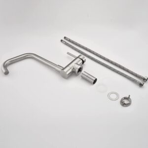 ONECE Robinet de Cuisine Rabattable, Mitigeur Evier 2 Jets Rotation 360, Robinet devant Fenetre, Acier Inox SS304 Brosse Anti-Empre