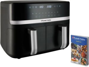 Russell Hobbs Air Fryer Rapid Air 9L (2 x 4.5L Compartments, Compact, Quiet, 9-in-1) Oil-free Fryer (Economy, Touch, Grill, Roast