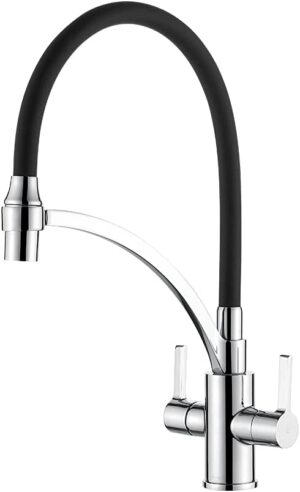 Ibergrif M22142-2 Robinet de cuisine extractible avec 2 fonctions de pulverisation, melange d'evier avec bec flexible Noir