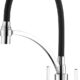 Ibergrif M22142-2 Robinet de cuisine extractible avec 2 fonctions de pulverisation, melange d'evier avec bec flexible Noir