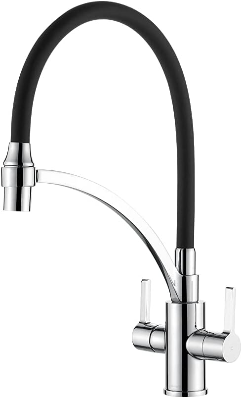 Ibergrif M22142-2 Robinet de cuisine extractible avec 2 fonctions de pulverisation, melange d'evier avec bec flexible Noir