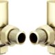 Paire de valves coudees en laiton brosse pour radiateur