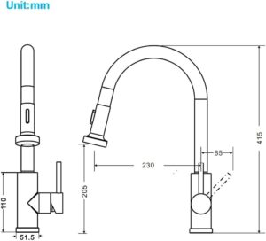 Robinet de cuisine ONECE douchette extractible 360° 2 jets