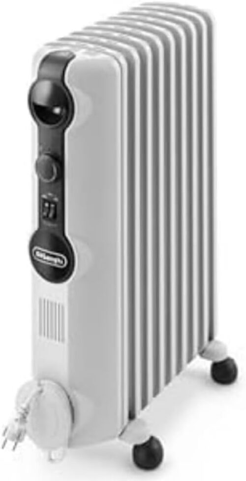 De'Longhi Radia S TRRS0920, Chauffage Bain d'Huile, Boutons Reglables, Piece Jusqu'a 60m3, 9 ailettes, 3 Niveaux de Puissance, 2000W