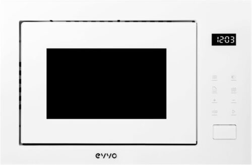 EVVO Micro-ondes integre Mi45 Glass Wh, 25 l de capacite, grill 1200 W, porte et cadres effet brillant, multifonction, 8 fonctions,