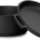 4BIG.fun Faitout en fonte avec couvercle Ø 28 cm - 6 l - Casserole Traditionnelle en Fonte 2 en 1 - Cocotte en Fonte avec Couvercle