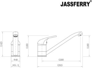 Jass Ferry Robinet de cuisine traditionnel monobloc avec bec pivotant Chrome