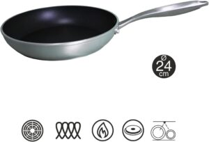 Bastilipo - Poele en fonte d'aluminium 24 cm, antiadhesive en pierre, full induction, Titanium pro 24 cm