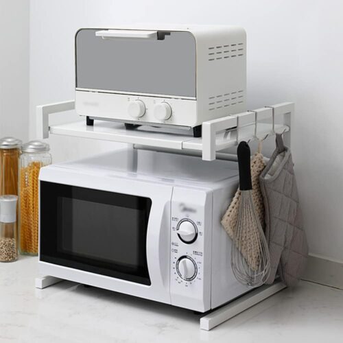 LANTUS Cuisine Micro Ondes Etagere Rangement,Etagere pour Micro-Ondes a 2 Couches - Extensible - pour epices, conserves, Bouteilles,