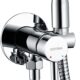 GRIFEMA Douchette WC Kit Robinet Bidet Argent Mitigeur Laiton avec Flexible 1,5 m, Pulverisateur, Robinet dArret et Support Mur