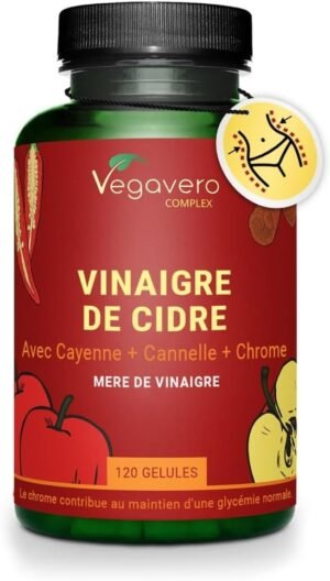 Vinaigre de cidre 1950 mg 120 gélules – Chrome, Cannelle