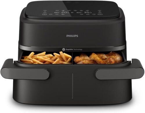 Philips Air Fryer Series 1000 Double Basket with Removable Divider - 7.1L, RapidAir Technology, 10 Cooking Modes, 90 Less Fat, Comp