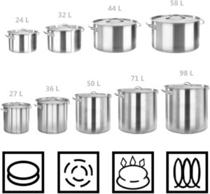 Marmite Traiteur avec Couvercle, Faitout a Induction Inox Marmite a Soupe Marmite 44 L 45x28 cm Acier inoxydable