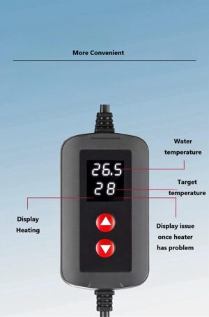JULIAQUA Chauffage Aquarium avec Affichage Temperature Eco Rechauffeur reglable 25W50W100W150W (Q-25W)