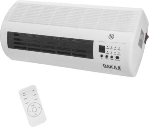 Bakaji Radiateur ventilateur ceramique electrique mural avec telecommande 2 niveaux de puissance selectionnables 1000 W2 000 W, aff