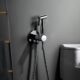 GRIFEMA Douchette WC Kit Robinet Bidet Argent Mitigeur Laiton avec Flexible 1,5 m, Pulverisateur, Robinet dArret et Support Mur