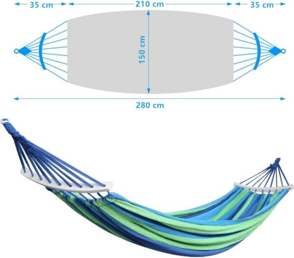 Nakeey Hamac Double a Barres Capacite de Charge Statique 300 kg 280 x 150 cm Couleurs Arc-en-Ciel Convient pour interieur, Balcon, e