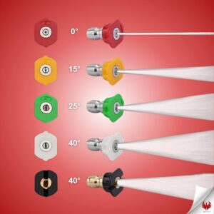 PHOENIX - Pack de 5 buses, jet plat, jet droit et mousse pour PRO et DORSAL SPRAYER, Rouge, Orange, Vert, Noir, Blanc