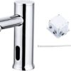 Robinet automatique sans contact pour salle de bain, robinet d'evier de salle de bain alimente par piles en laiton active par le mou