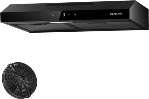 GASLAND Chef SR60BS 60 cm hotte aspirante silencieuse a air recycle 202 m3h, 3 niveaux Touch Control hotte aspirante en acier noir
