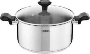 Faitout 24 cm Tefal inox induction avec couvercle verre