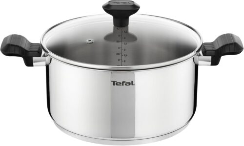 Tefal Comfort Max Faitout 24 cm couvercle verre, Induction, Inox haute qualite, Poignees thermo-isolees, Garantie 10 ans C9734604