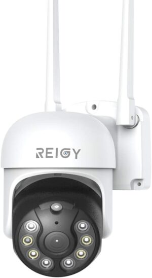 51Huc61sP2L._AC_SL1100_.jpg REIGY 3MP Outdoor WiFi Surveillance Camera PT 360 1296P IP Wireless Security Camera with Motion Detection Night Vision in Colour Two