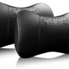 Carodi Lot de 2 coussins de nuque en cuir pour voiture, 100 mousse a memoire de forme, support cervical confortable, siege de voit