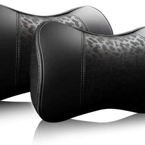 51KNEpXV0L._AC_SL1000_.jpg Carodi Lot de 2 coussins de nuque en cuir pour voiture, 100 mousse a memoire de forme, support cervical confortable, siege de voit