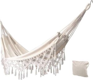 Hamac d'exterieur, Double Coton, hamac bresilien de Jardin, Convient pour 2 Adultes ideal pour Porche, Voyage, Camping(Max Load 450