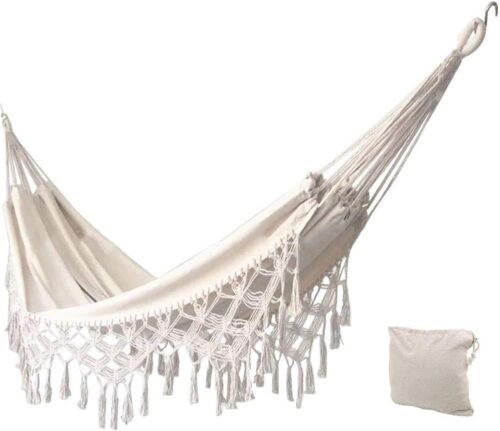 Hamac d'exterieur, Double Coton, hamac bresilien de Jardin, Convient pour 2 Adultes ideal pour Porche, Voyage, Camping(Max Load 450