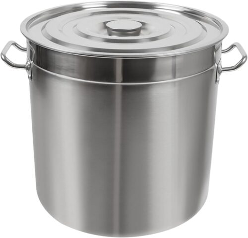 Begoniape Marmite inox 70L, grande casserole a induction, avec poignees, Ø 45 cm, hauteur : 45 cm, couvercle coulant, surface polie,