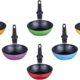 RoDzj Mini Wok Party Set 6 Pieces Ø12cm Revetement Antiadhesif Small Wok avec Isolation Poignee pour le Tablegrill Mini Crepiere