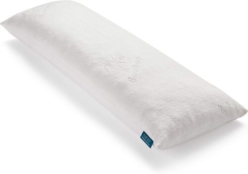 LUCID Oreiller de corps en flocons de mousse a memoire de forme - pour dormir sur le cote - oreiller de grossesse - housse ultra dou
