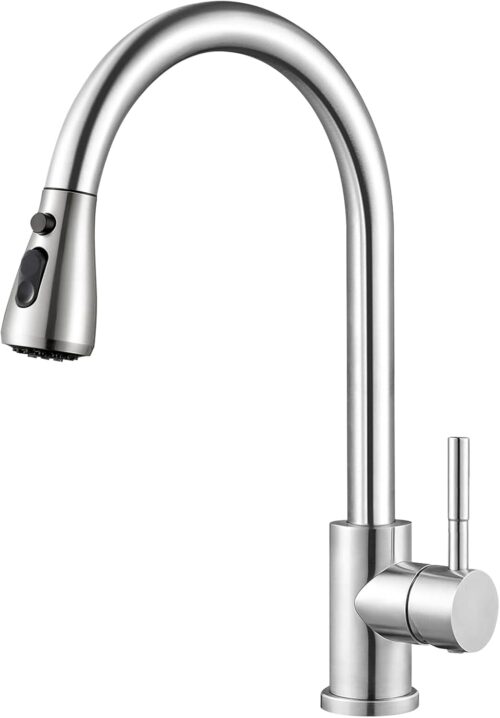 SURFOU Robinet Cuisine, Pulverisateur Extractible 21 Modes, Rotatif a 360, Mitigeur Chaud et Froid a Haute Pression en Acier Inoxy