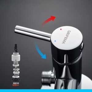GRIFEMA Douchette WC Kit Robinet Bidet Argent Mitigeur Laiton avec Flexible 1,5 m, Pulverisateur, Robinet dArret et Support Mur
