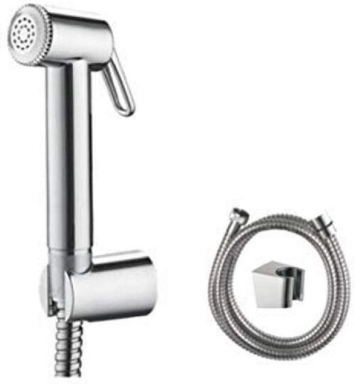 Ibergrif M20282 Toilet Shower Kit with Wall Mount and 1.2 m Hose, Silver Chrome Finish - Hygienic Shower for Toilet and Cleaning
