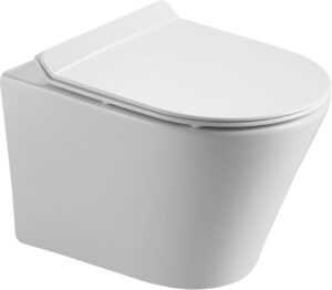 HOROW Rimfree Wall-Mounted Toilet Seat with Soft-Close Toilet Seat, Water Saving Length 48 cm White