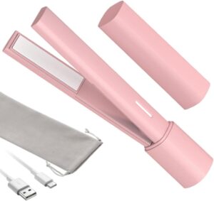 Frange Fer a Cheveux 2 En1,MINI Lisseur Boucleur Cheveux Court Voyage,Temperature Constante 180C,Plaque Chauffante En Ceramique,Mise