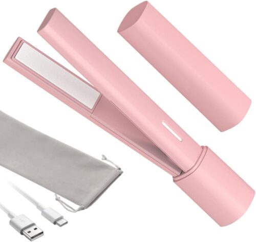 Frange Fer a Cheveux 2 En1,MINI Lisseur Boucleur Cheveux Court Voyage,Temperature Constante 180C,Plaque Chauffante En Ceramique,Mise