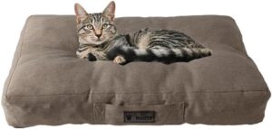 MaxCor Coussin Chien et Chat Rectangulaire a Memoire de Forme Orthopedique - Petit Beige - Impermeable et Relaxant - Soulage et Pres