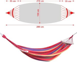 Nakeey Hamac Double a Barres Capacite de Charge Statique 300 kg 280 x 150 cm Couleurs Arc-en-Ciel Convient pour interieur, Balcon, e