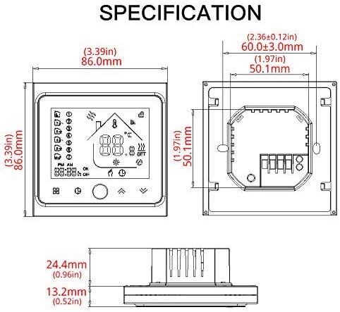 MOES Smart WiFi Thermostat Temperature Controller, Smart LifeTuya APP Remote Control for Heating Water Gas Boilers 52 Programmable