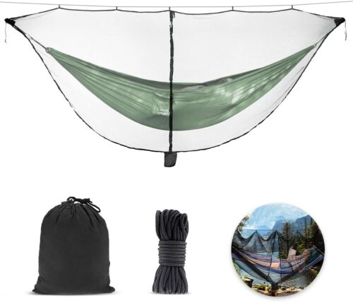 Udbrud Hamac de Camping avec Moustiquaire, Camping avec moustiquaire Fermeture eclair Double Face Protection a 360 Anti-Insecte De