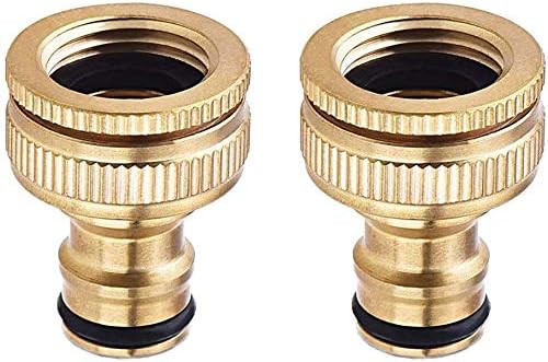 2 Pieces Connecteur De Robinet en Laiton Jardin, Accessoires De Connecteur De Tuyau d'Arrosage Connecteur De Tuyau d'eau 34 Pouce,