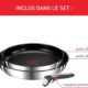 Tefal Ingenio Lot de 2 poeles 2428 cm poignee amovible, Induction, Acier inoxydable, Revetement antiadhesif, Empilable, Compatibl