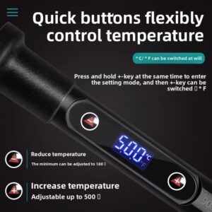 Fer a Souder Set,80W Temperature Reglable 180-500C Electronique de Precision avec Interrupteur ONOFF, 5 Conseils de soudage,Barre