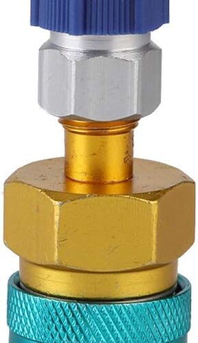 Qiilu Car Air Conditioning Quick Coupler R1234YF to R134A Quick Adapter Coupler Low Side Car Air Conditioning Fitting