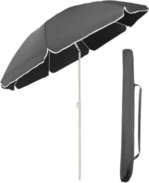 Sekey Parasol de Jardin 160 cm GRS Certifie Reglable en Hauteur Inclinaison, UPF50 avec Polyester Recycle Impermeable 8 Balei